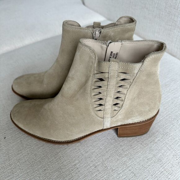 Paul Green Designer Suede Ankle Booties Beige Women's Size US 10 New $520 - Picture 3 of 11
